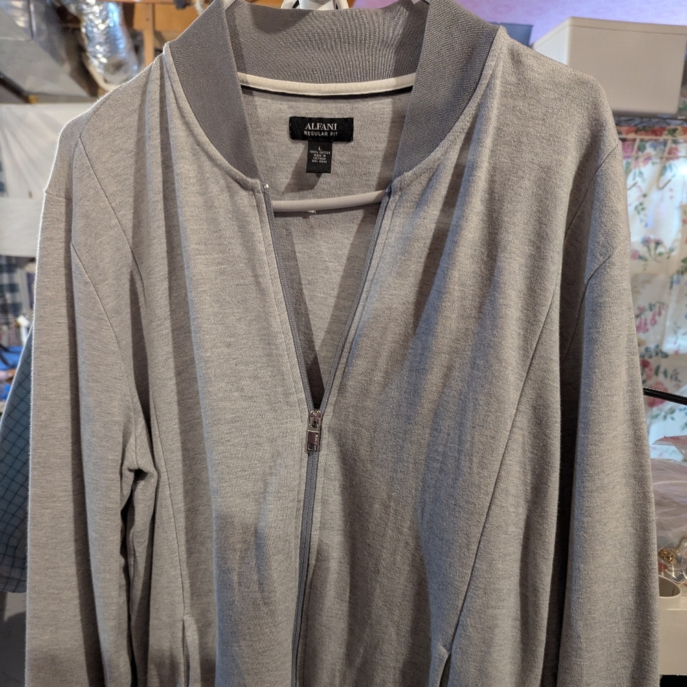 Alfani Gray Zip-Up Jacket size Lg
